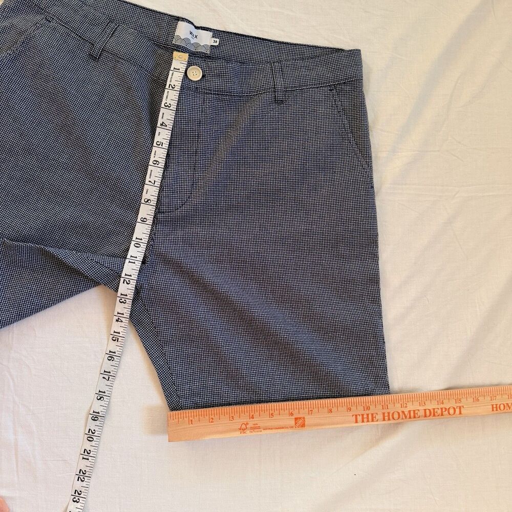 Wax London Men’s Textured Cotton Shorts Blue White Patterned Made Portugal Sz 38 - Picture 6 of 12